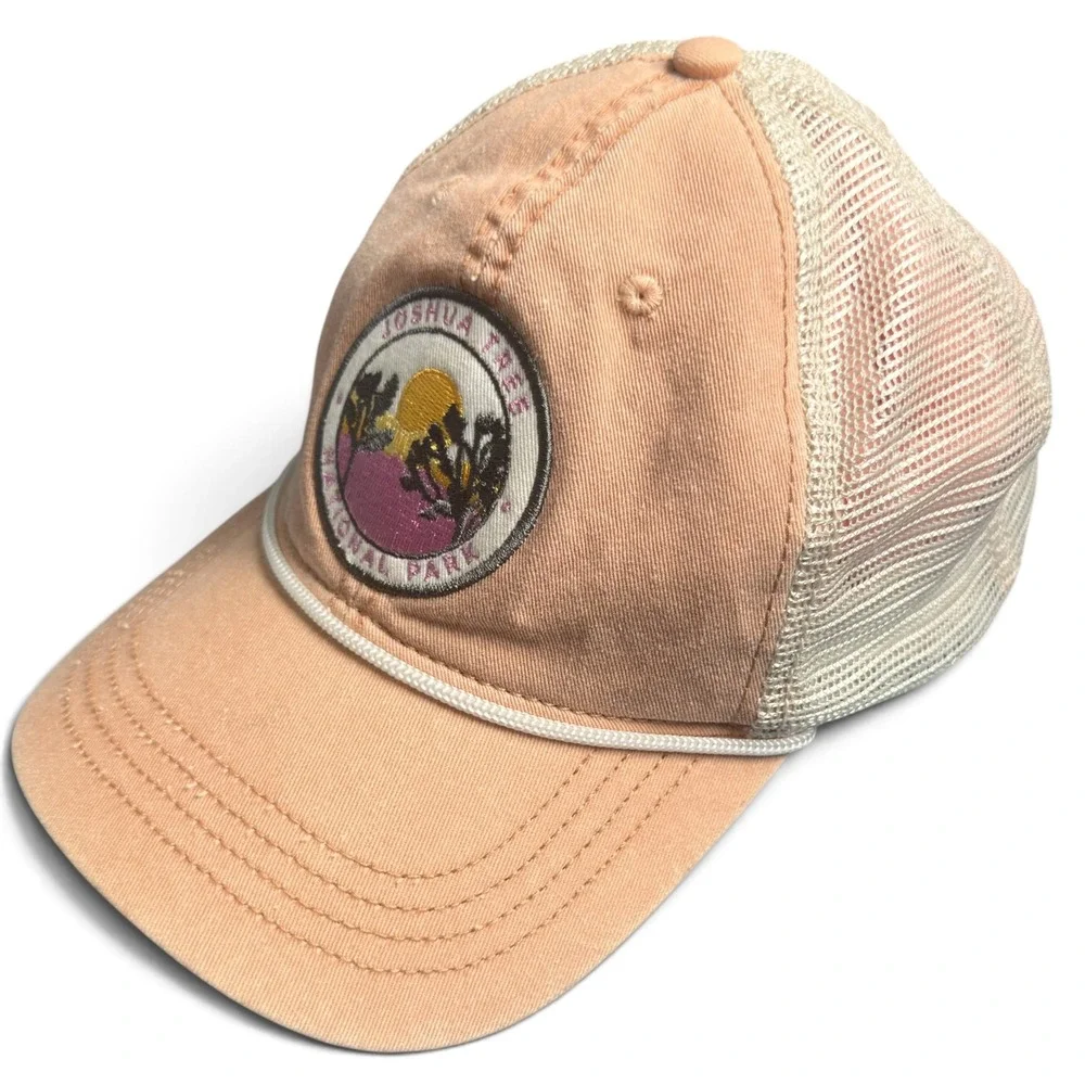 Joshua Tree National Park Trucker Hat Home Free Peach Pink Mesh Embroidered OSFM